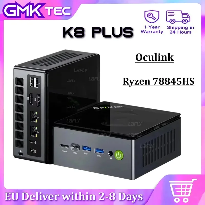 GMKtec-Mini PC K8 Plus Ryzen 7 8845HS، كمبيوتر الألعاب، Windows 11 Pro، DDR5، 5600Mhz، PCIe 4.0، NVMe، SSD، WiFi 6، BT Stimule M