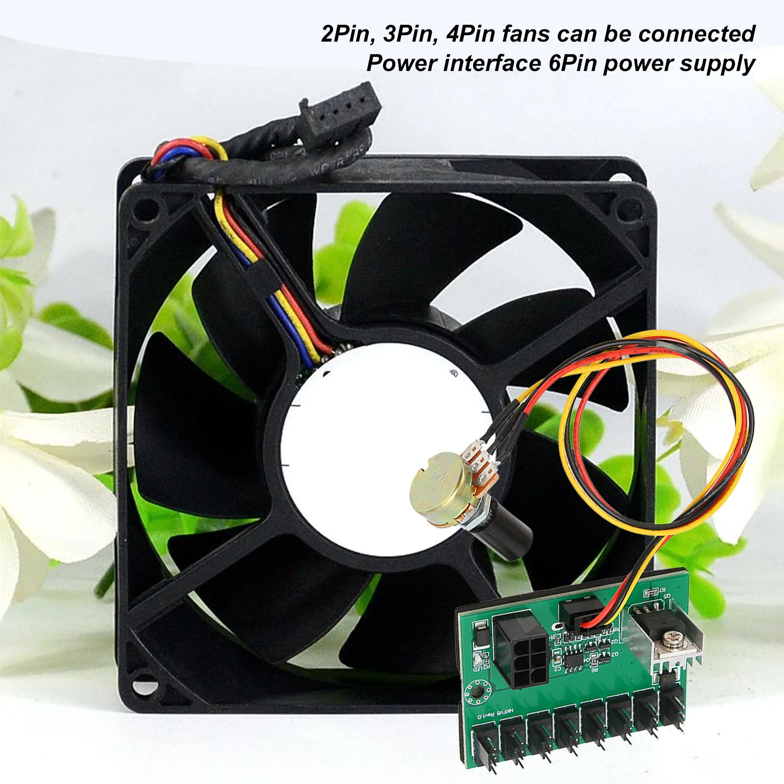 PC Fan Hub 2 Pin 3 Pin 4 Pin Fan Adapter PWM PC Case Cooling Fan Hub Voltage Regulator 8 Way Splitter 12V Speed ​​Controller