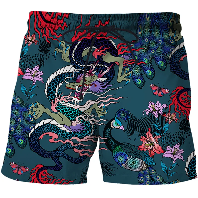 Men Beach Shorts 3D Dragon Totem Printed Men Women Summer Fashion Fresh Casual Vacation Beachwear Fitness Sports Quick Dry Short