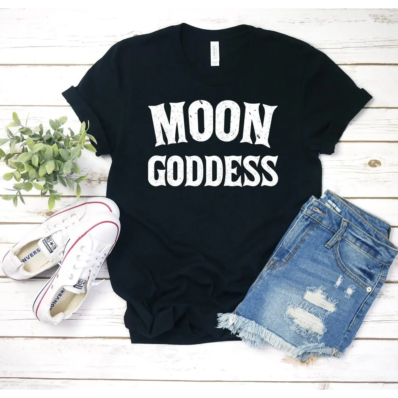 Moon Goddess T Shirt Child Gypsy Wiccan Witch Women  vintage Washed streetwear homme Breathable Casual fashion Stretched