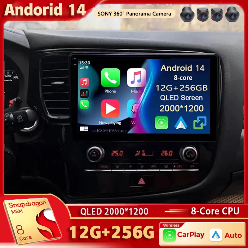 

Android 14 For Mitsubishi Outlander 3 GF0W GG0W 2018-2021 2K QLED Android Car Radio Multimedia Video Player GPS Stereo CarPlay