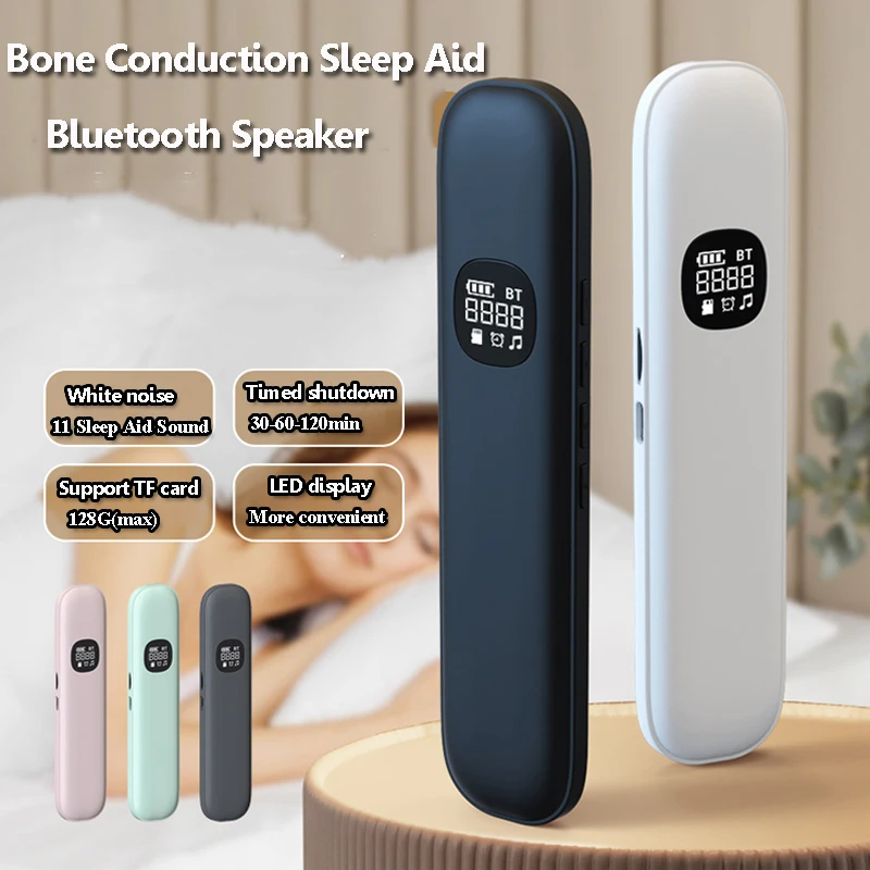 Under Pillow Bone Conduction Bluetooth Speaker White Noise Sleep Aid Soundbar LED Display TF MP3 Music Player Timed Shutdown