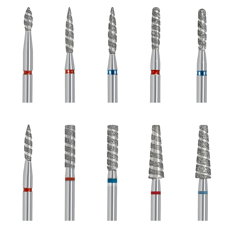 Diamant Nagel Bits Tornado Flamme Nagel haut Bohrer Maniküre Cutter Rotations grat Bohrer Zubehör Spiral Nagellack mühlen Werkzeug