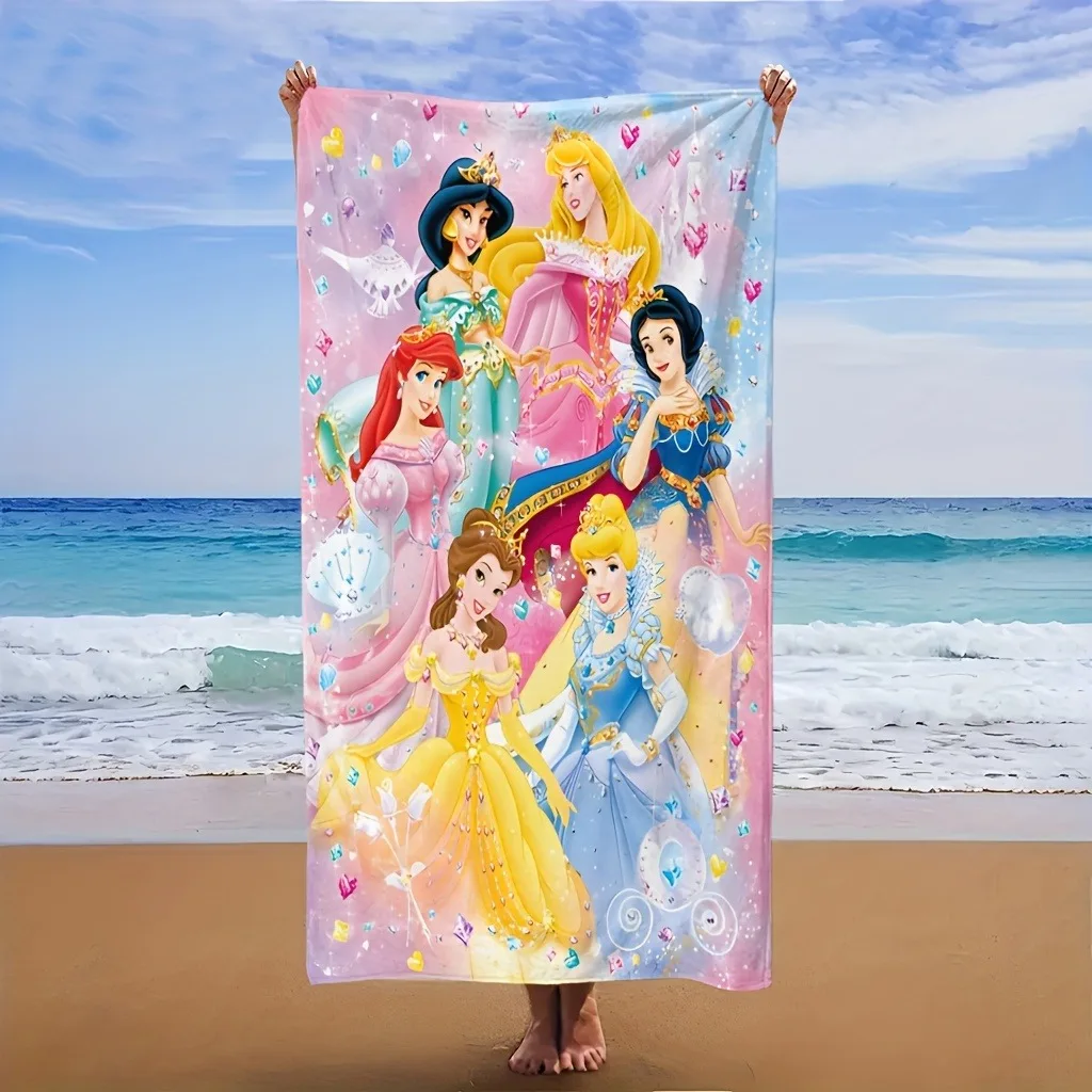 Toalla de playa de princesa Disney: Mágica Diversión junto al mar Adecuado para toallas, toallas de baño, toallas de playa, adornos para fiestas, regalos