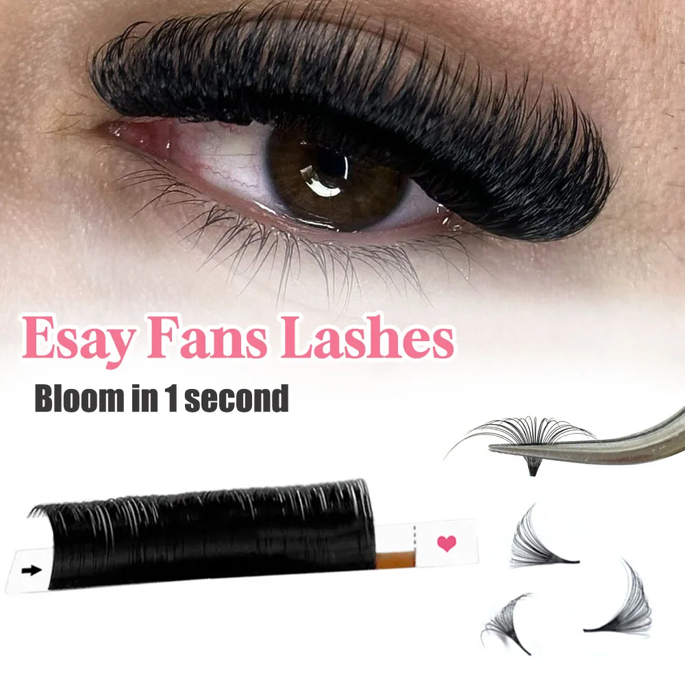 JYJLASHES Easy Fan Volume Lashes Austomatic Flowering Eyelash Extension Matte Black Mega Eyelashes All Size Makeup Cilios