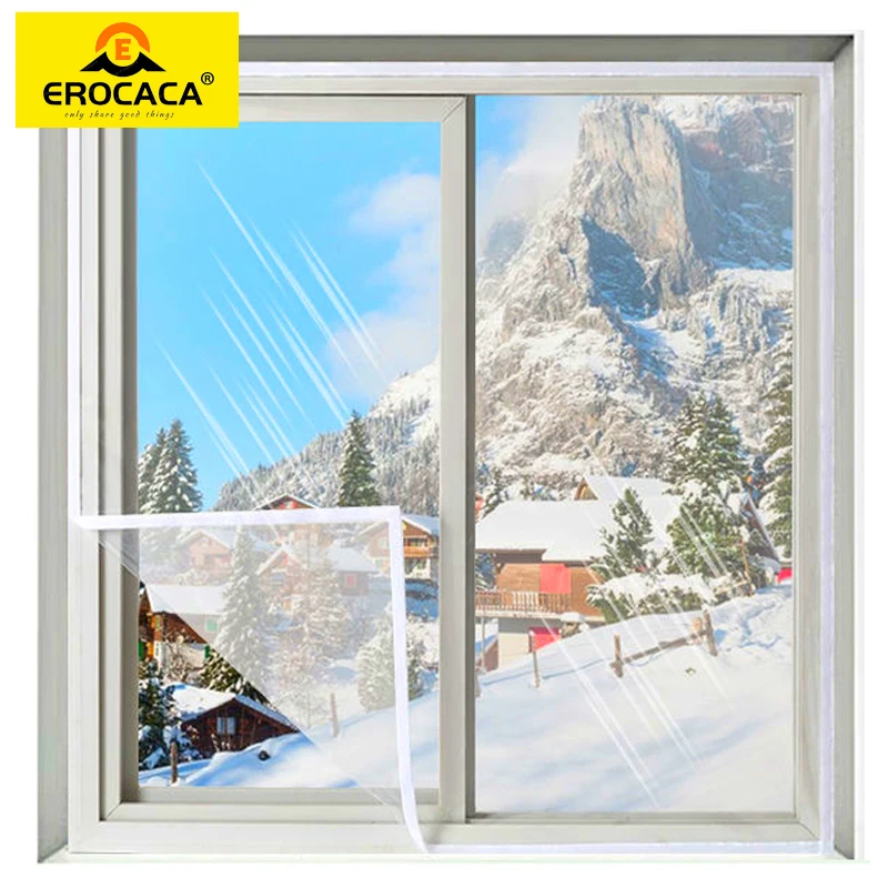 

EROCACA Winter Window Shrink Heat Insulation Film Indoor Windproof Warm Self-Adhesive For Energy Saving Clear Soft Glass Film