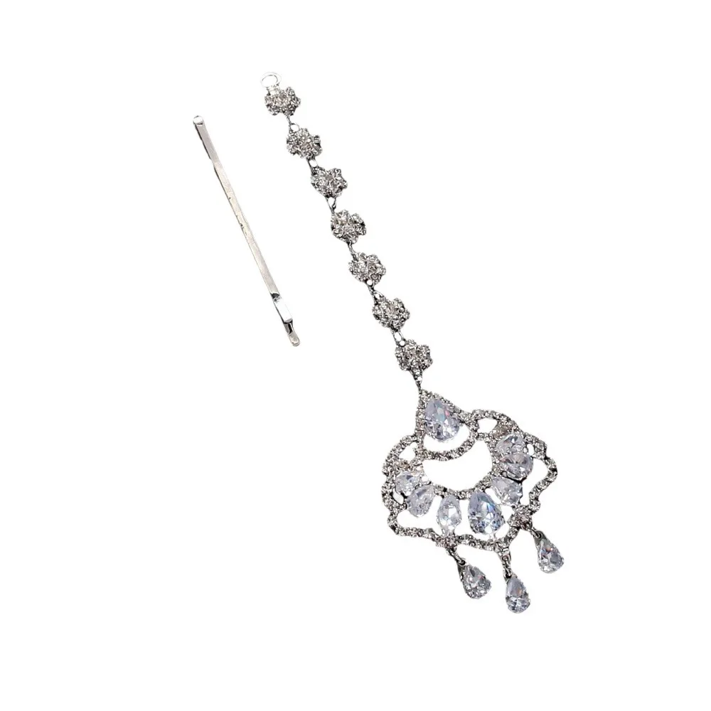 Exotic Gift Zirconia Maang Tikka Hairpin Indian Women Forehead Jewelry Gorgeous Boho Statement Headdress Accessories Festival