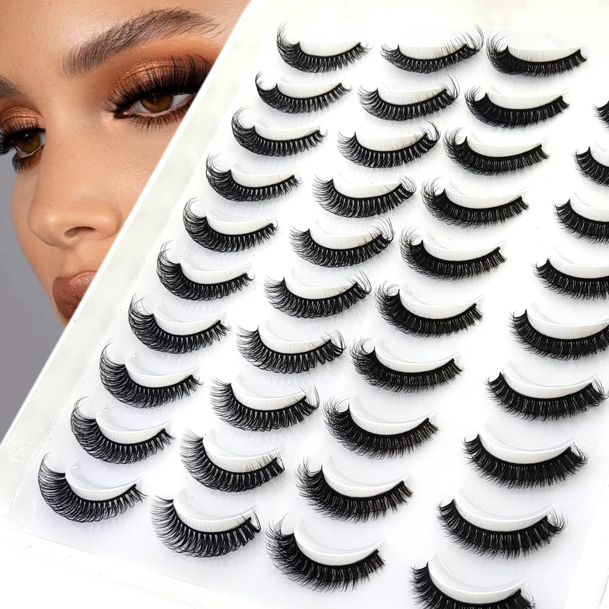 HBZGTLAD 5/20 Paar natürliche lange 3D künstliche Nerz falsche Wimpern Make-up-Set Nerzwimpern verlängerte Wimpern kurze Wimpern