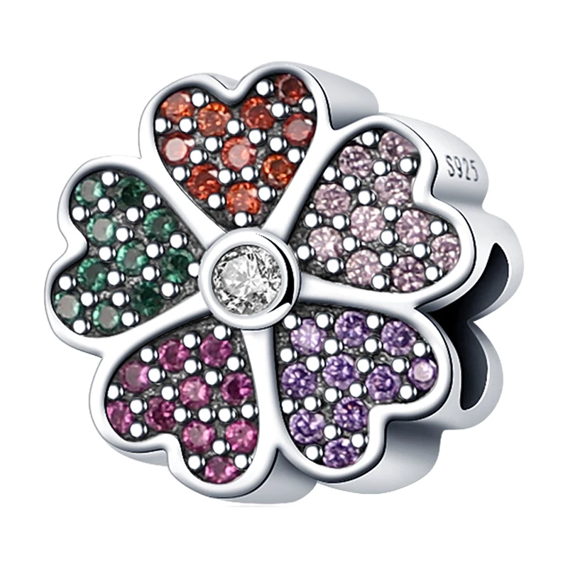 

Genuine 925 Sterling Silver Colorful Heart Plate Charm Fit Original Pandora Bracelet&Bangle Making Fashion DIY Jewelry For Women