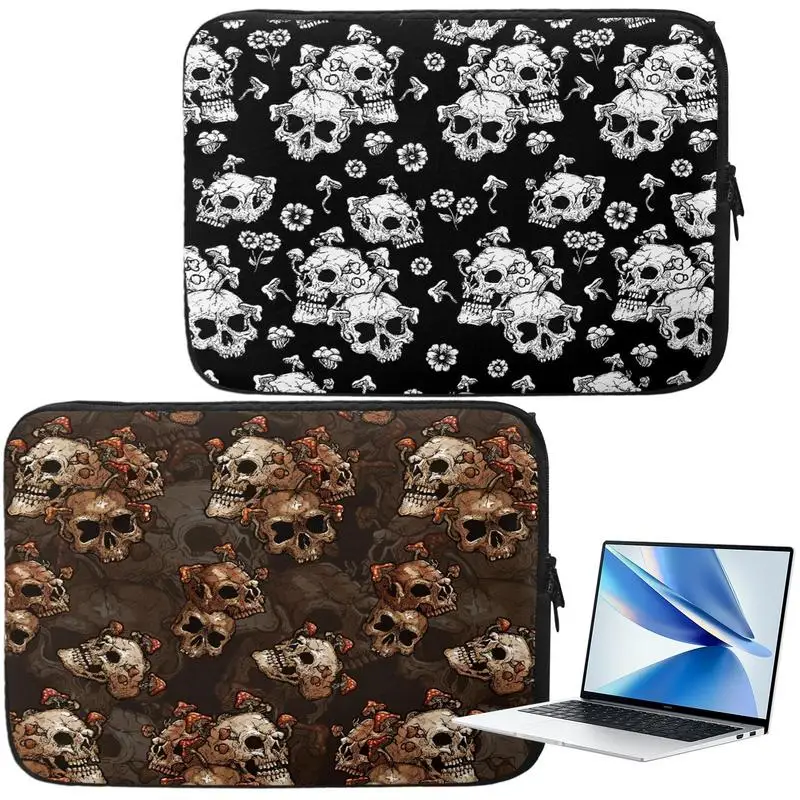 Чехол для ноутбука 15 дюймов с черепом, водонепроницаемый чехол для ноутбука, портативный портфель для компьютера для женщин и мужчин