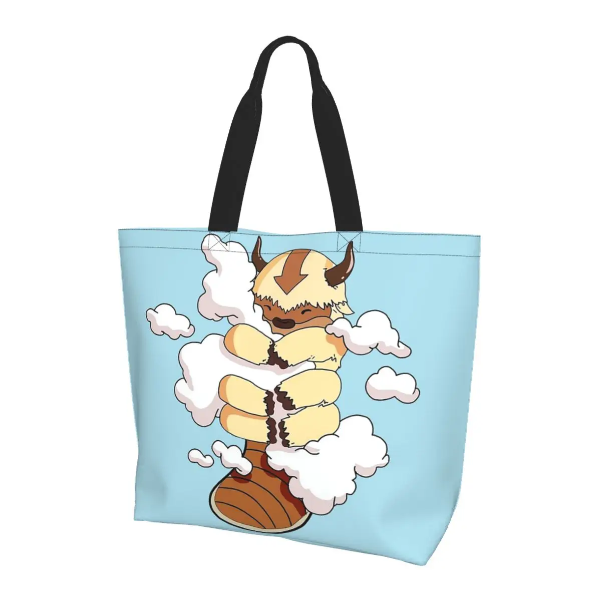 

Appa With Clouds, Avatar The Last Airbender Shopping Tote Bag Canvas Large Capacity Shoulder Bags Shopper Grocery Handbag