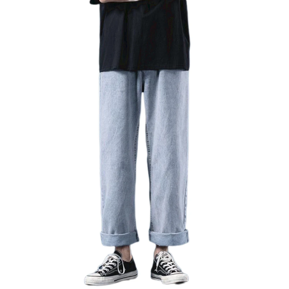 Rechte Broek Mannen Jeans Casual Koreaanse Mode Veelzijdige Casual Vintage Straight Broek Vakantie Dagelijkse Comfortabele Mode