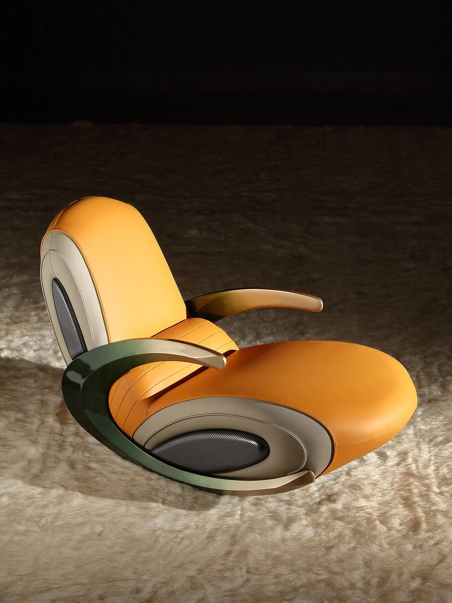 

Light luxury bee leather recliner art aesthetic rocking chair