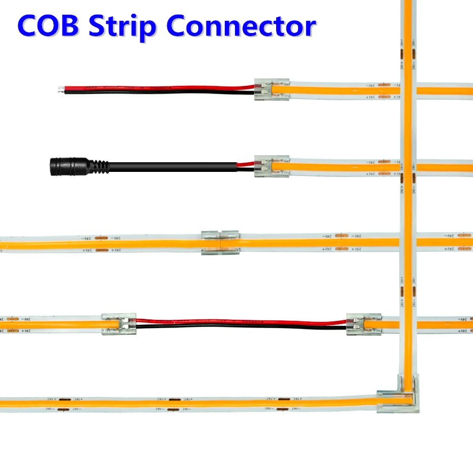 5Pcs/lot COB Led Strip Connectors DC5-24V 2 Pin 3Pin 4pin 5mm 8mm 10mm I-L Shape Quick Connector With Electric Wire Accessories