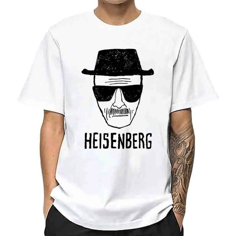 الرجال الموضة رداء علوي غير رسمي جودة قصيرة الأكمام 100% القطن فضفاض هايزنبرغ PrintedTshirt عادية رجالي التي شيرت كول الصيف الرجال بلايز