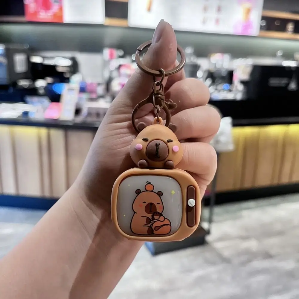 Creative Lighting Luminous Capybara Keychain Mini Funny Gift Animals Key Ring Backpack Hanging Pendants