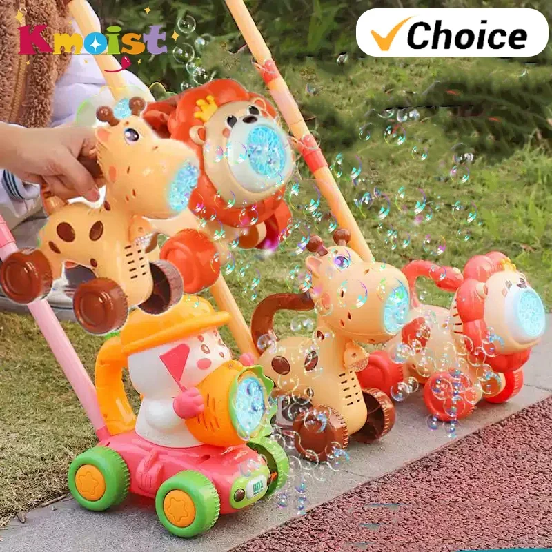 2026 Cute Bubble Machine Light Up Hand-Pushed Electric Dinosaur Rabbit Dog Bubble Guns Bubble Soap Blower For Kids Outdoor Toys view 2