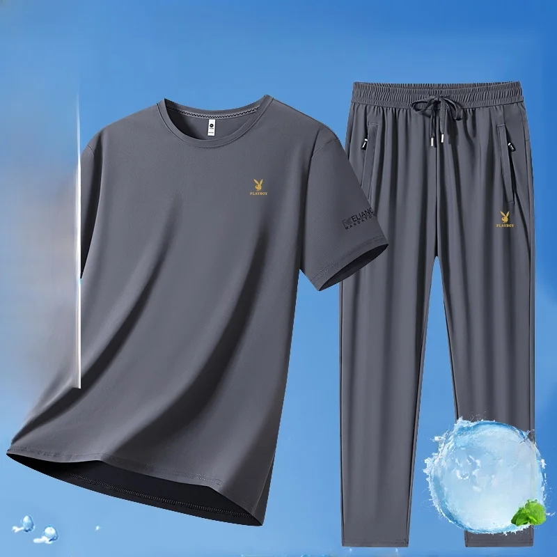 ensemble-de-sport-en-soie-glacee-a-manches-courtes-et-pantalon-court-sechage-rapide-respirant-sensation-de-fraicheur-t-shirt-et-pantalon-long-ete