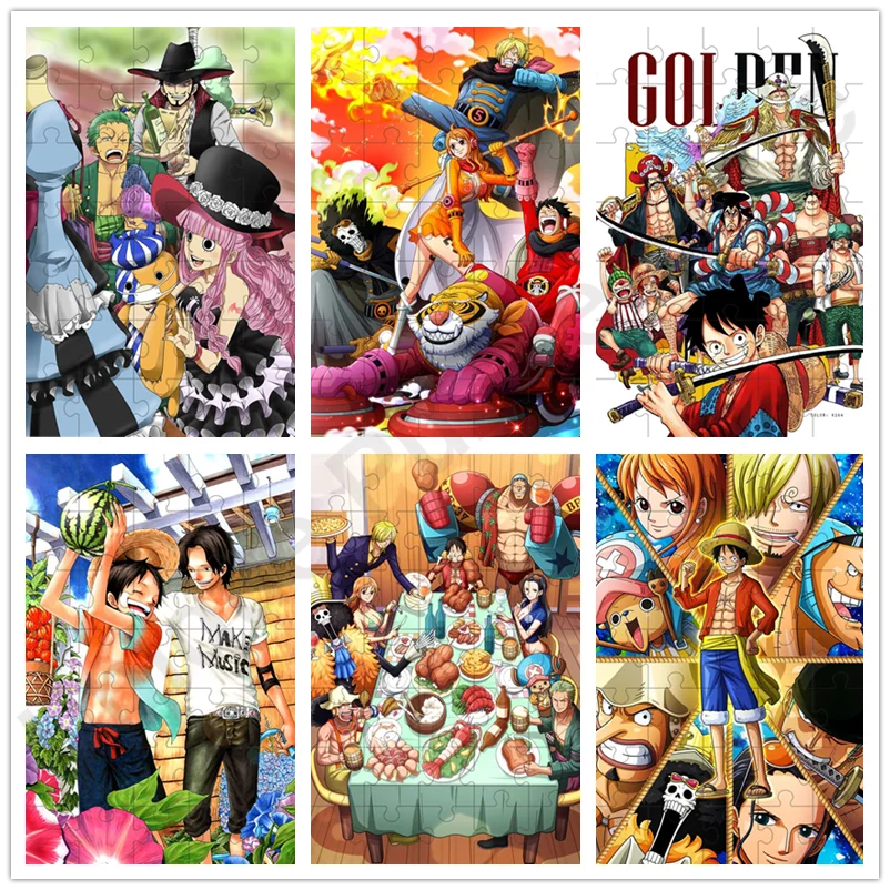 Anime One Piece Luffy Diy Mini Wooden Jigsaw Puzzle 35/300/500/1000 Pcs Jigsaw Puzzle Educational Toys for Kids Birthday Gifts