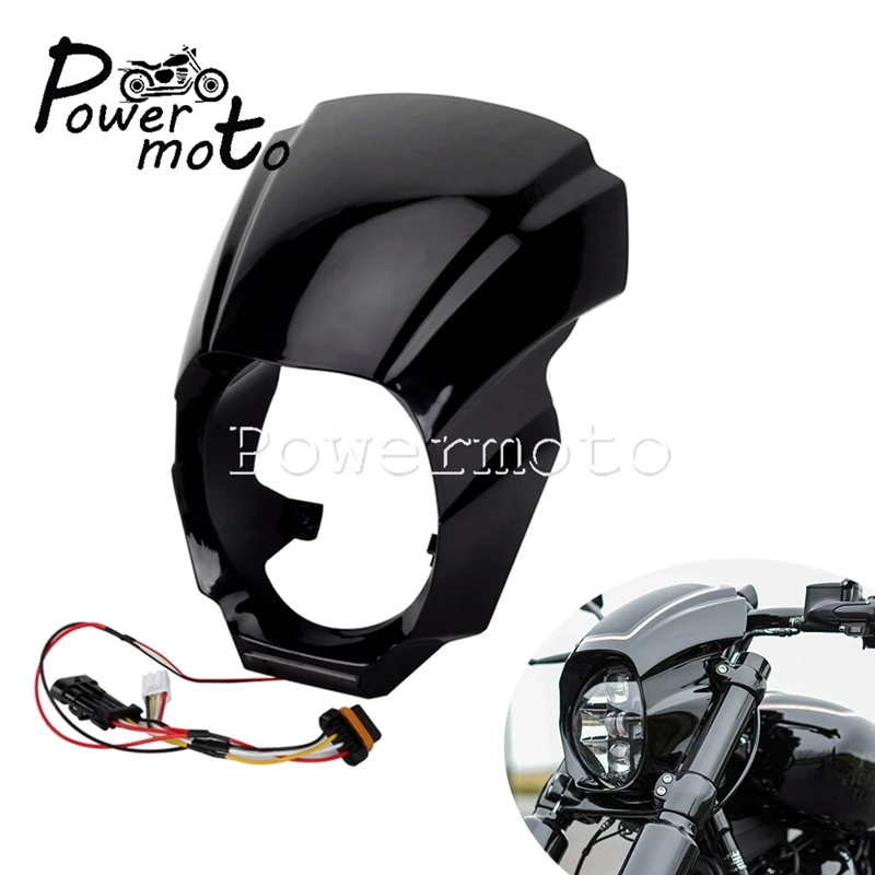 

For Harley Softail Breakout Headlight Fairing Cowl FXBR FXBRS Fairing Deflector ABS Plastic Black Front Light Mask 2018-2022