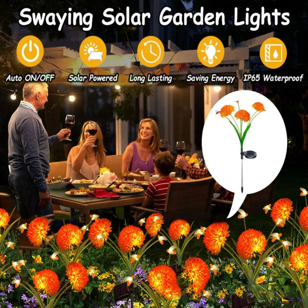 Waterproof Solar Powered Garden Lamp Bright Orange With Flowers Honeycomb Garden Lamp Wobbling Design Solar Powered
