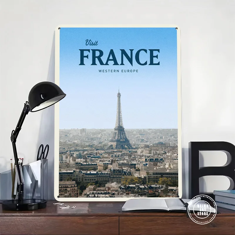 Visit France 3D Texture Metal Poster Customized Wall Art Tin Sign Gift for Mancave Home Decoration Gaming Vintage Decorations