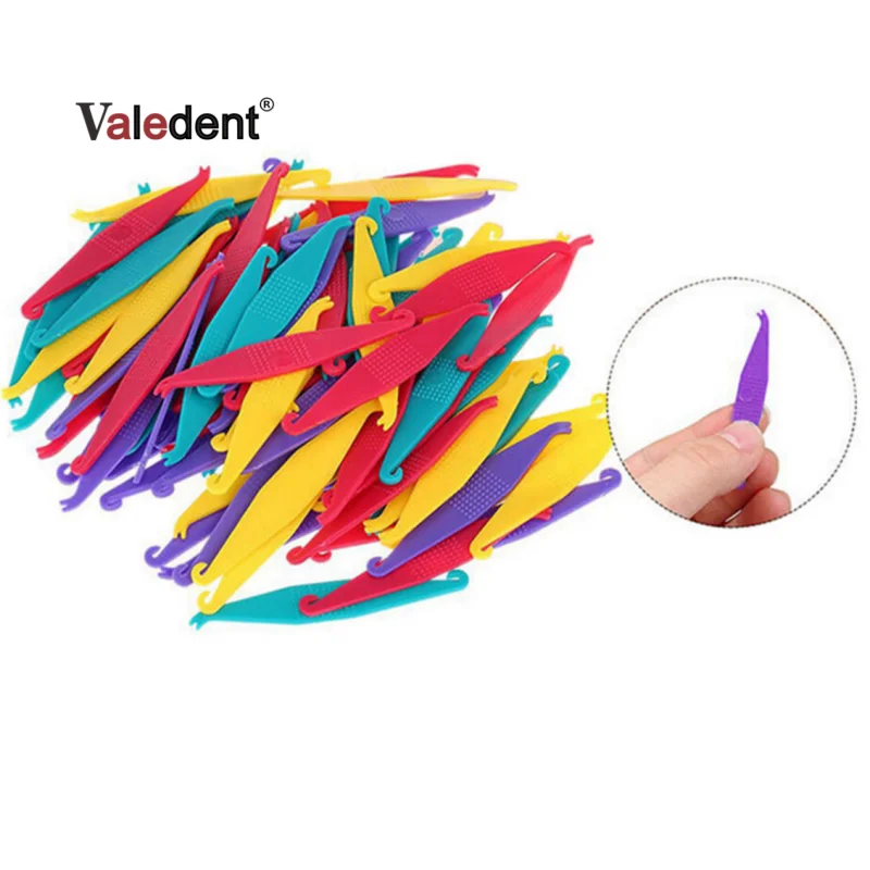 

200 Pcs Dental Orthodontic Disposable Elastic Placing Hook Elastomeric Ligature Tie Placer Tooth Care Tools Mixed Color