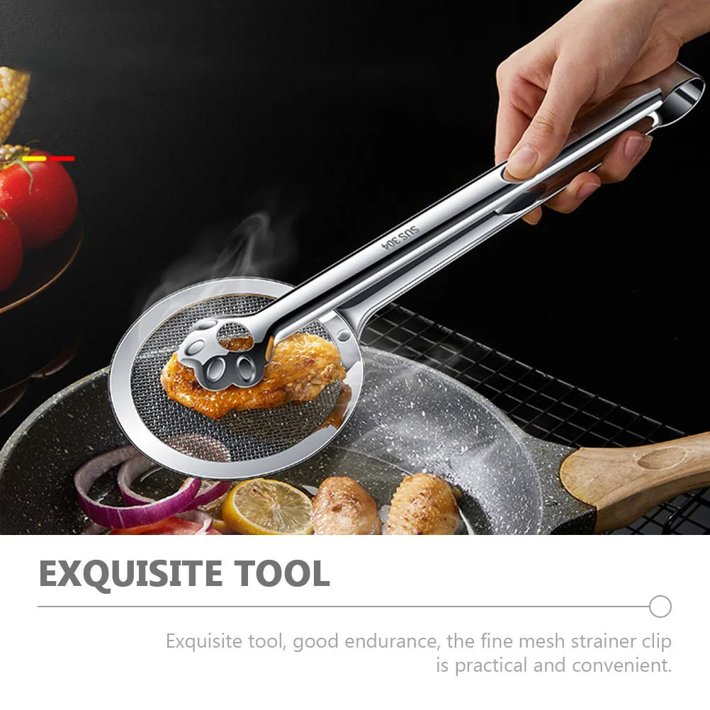 

Premium Stainless Steel Oil Frying Filter Clip Multi-Function Kitchen Strainer Spoon Easy Clean Salad Bread Cake