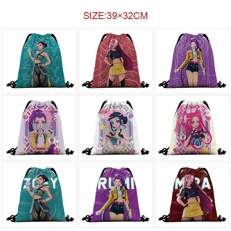 

Аниме K-POP Demon Hunter Карманная сумка для хранения на шнурке Большая вместительная полноцветная сумка для покупок Анимационная периферия