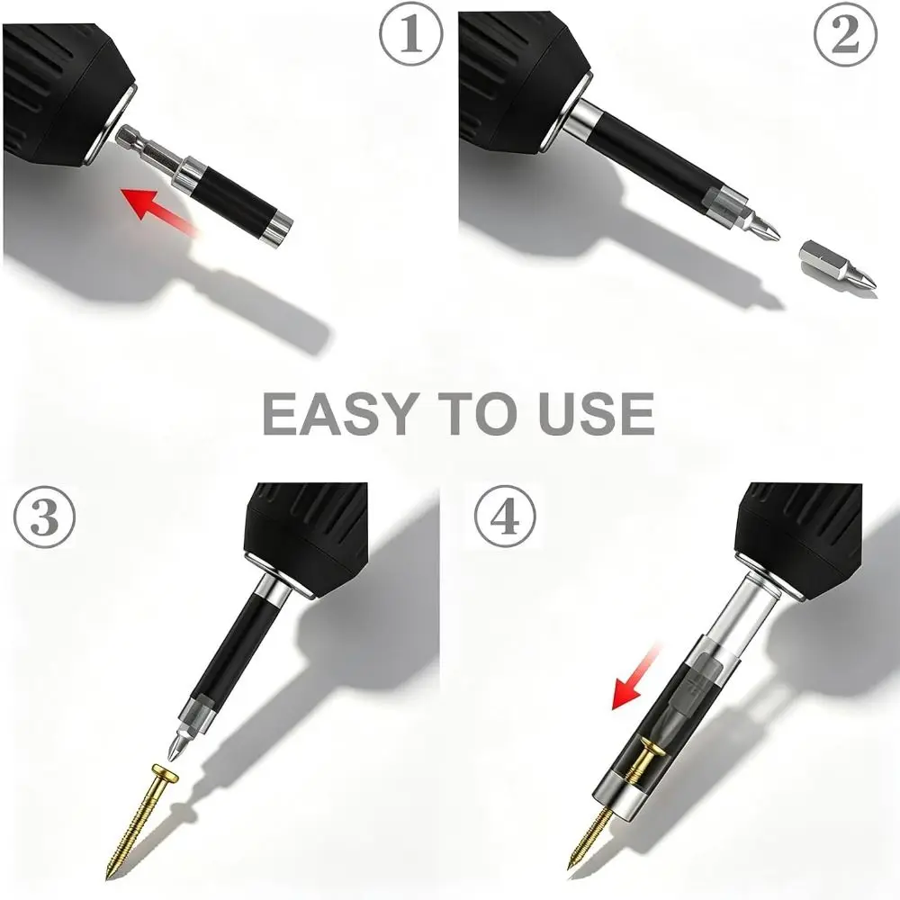 2pcs 1/4 Inch Hex Screw Bit Holder Telescopic Quick-Change Drill Bit Extension Anti-Tilt Screw Guide Power Drill Accessory