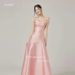 Giyu V Neck Blush Pink A Line Korea Evening Dresses Wedding Photoshoot Floor Length Satin Prom Gowns Formal Party Dress Long