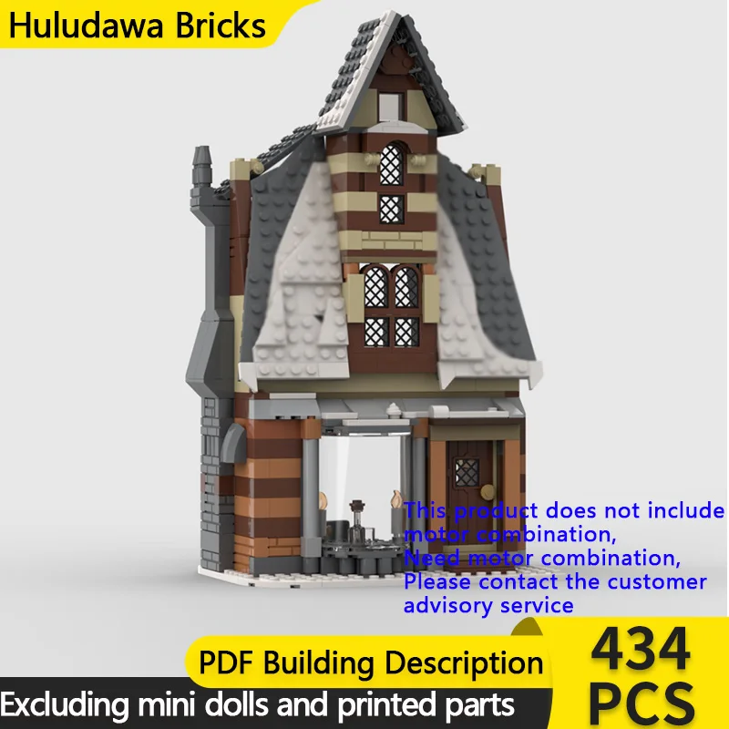 

Модель City Street View MOC, строительные кирпичи, зимняя деревня, Inn, модульная технология, детские праздничные подарки, сборные игрушки, костюм