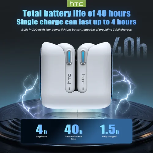 Imagen 2 del producto HTC NE49 Auriculares Bluetooth V6.0 Reducción de ruido TWS Auriculares inalámbricos deportivos con micrófono Larga vida útil