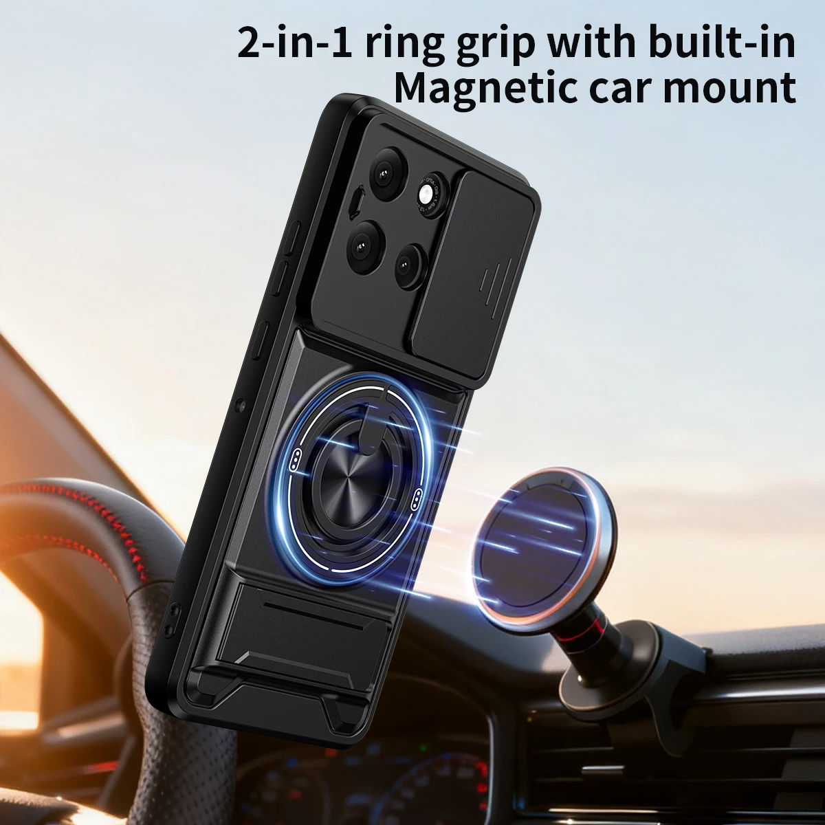 Für Motorola G86 Hülle Moto G86 Power Cover Moto G56 Hüllen Magsafe Magnetische Klapphalterung Militärische Panzerung Kameraschutz-Abdeckung – Detail 1