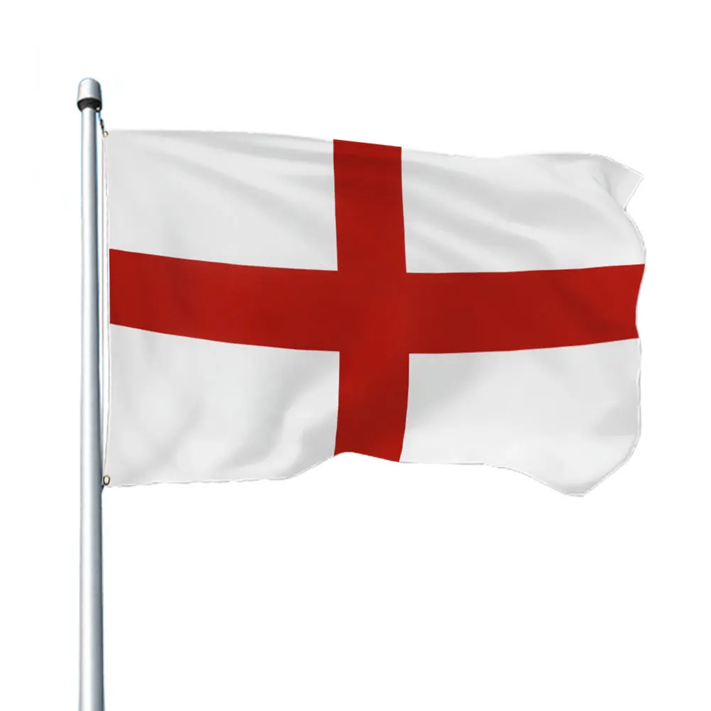 3x5 Ft St George Cross Flag Polyester Red Cross UK England Flag Vivid Color English National Flags Fade  for Decoration