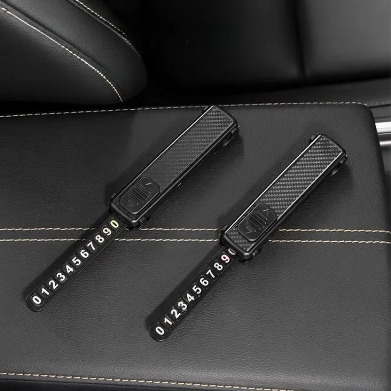 Concealable Retractable Parking Plate – High-End Car Interior Accessory with Hidden Number Display