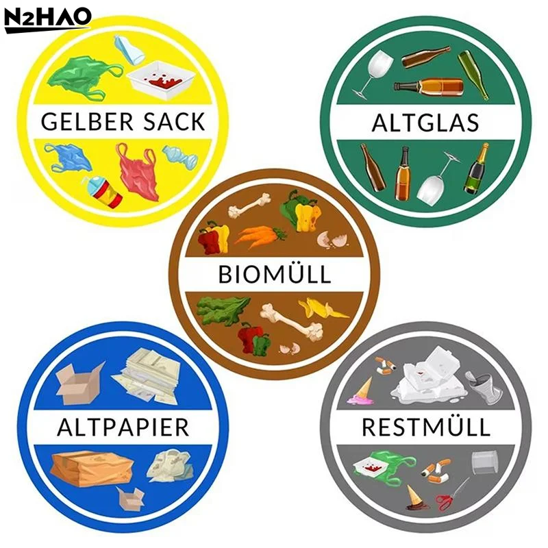 Easy Waste Sorting Sticker for Recycling Bin Waterproof Durable Label Garbage Classification for Kitchen Office Home Use