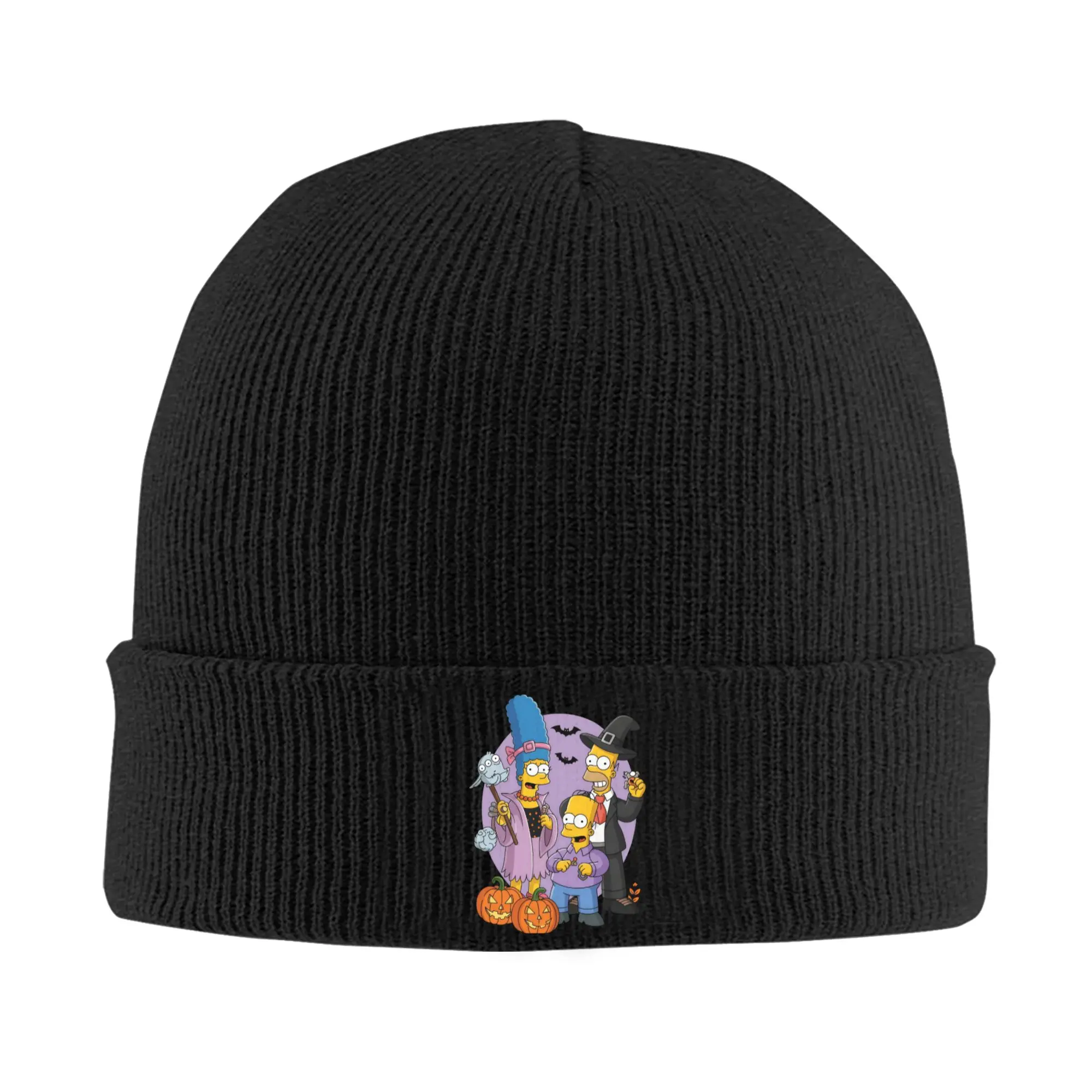 Cartoon S-Simpsons Halloween Knitted Caps Women's Men's Skullies Beanies Autumn Winter Hat  Crochet Melon Cap