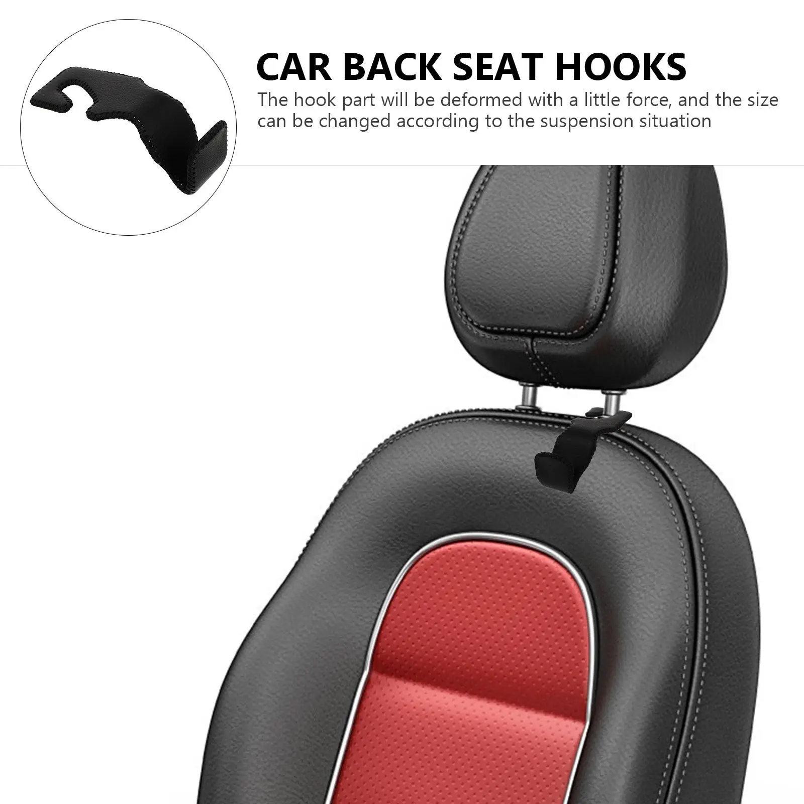 

2Pcs Vehicle Storage Hooks Fine Workmanship High-End Texture Long Service Life Car Headrest Hangers Compact PU Material
