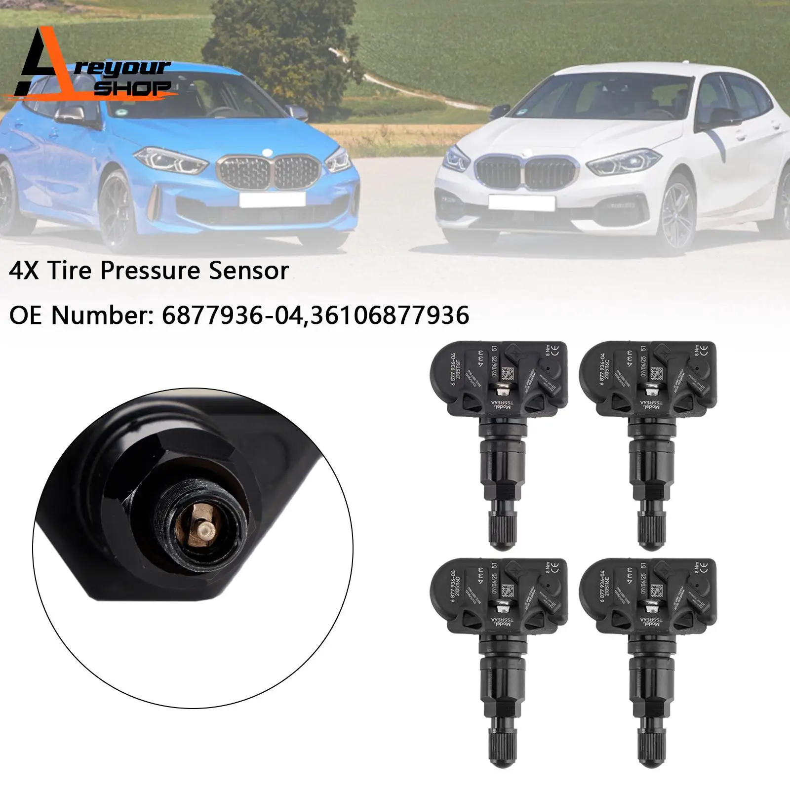 

4X Tire Pressure Sensor 6877936 for BMW 5 Series G30 G31 F40 3 Series G20 G21