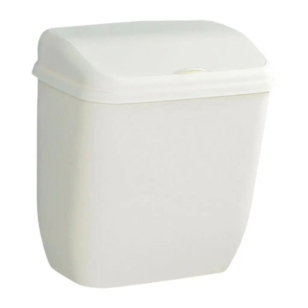 Wall Mounted Rubbish Bin Plastic White PP Hanging Waste Container Bathroom Trash Can Easy Install Static Sticker for Home Use