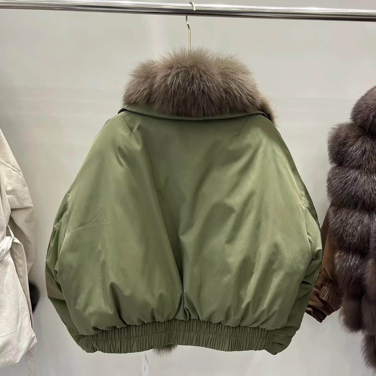 Women's Fox-Print Down Jacket with Large Fur Collar, Fashionable, Casual, Loose-Fitting, Warm Jacket, 2026, New Style, Y2K