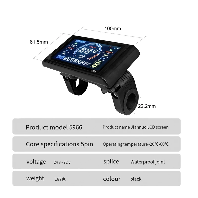 24-72V E-Bike LCD-S966 Colorful Display Control Panel With NFC Function Electric Bicycle Replacement