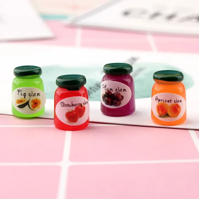 20Pcs 15x10mm Resin Jam Jar Decoration Crafts Flatback Cabochon Figurines & Miniatures For Home Decoration Accessories