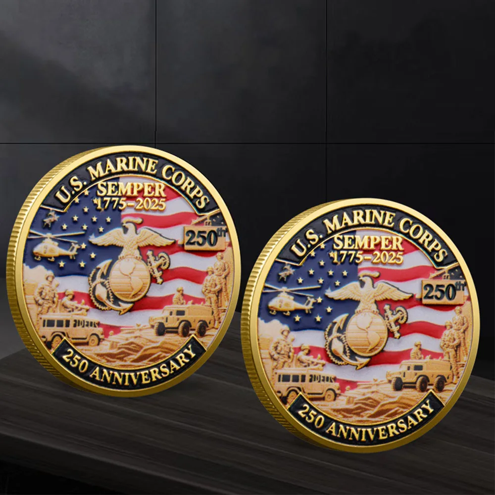 1Pc US Marine Corps Souvenir Coin Gold Plated 1775-2025 250Th Anniversary Collectible Coin Holiday Home Decor Gifts for Family - Image 3