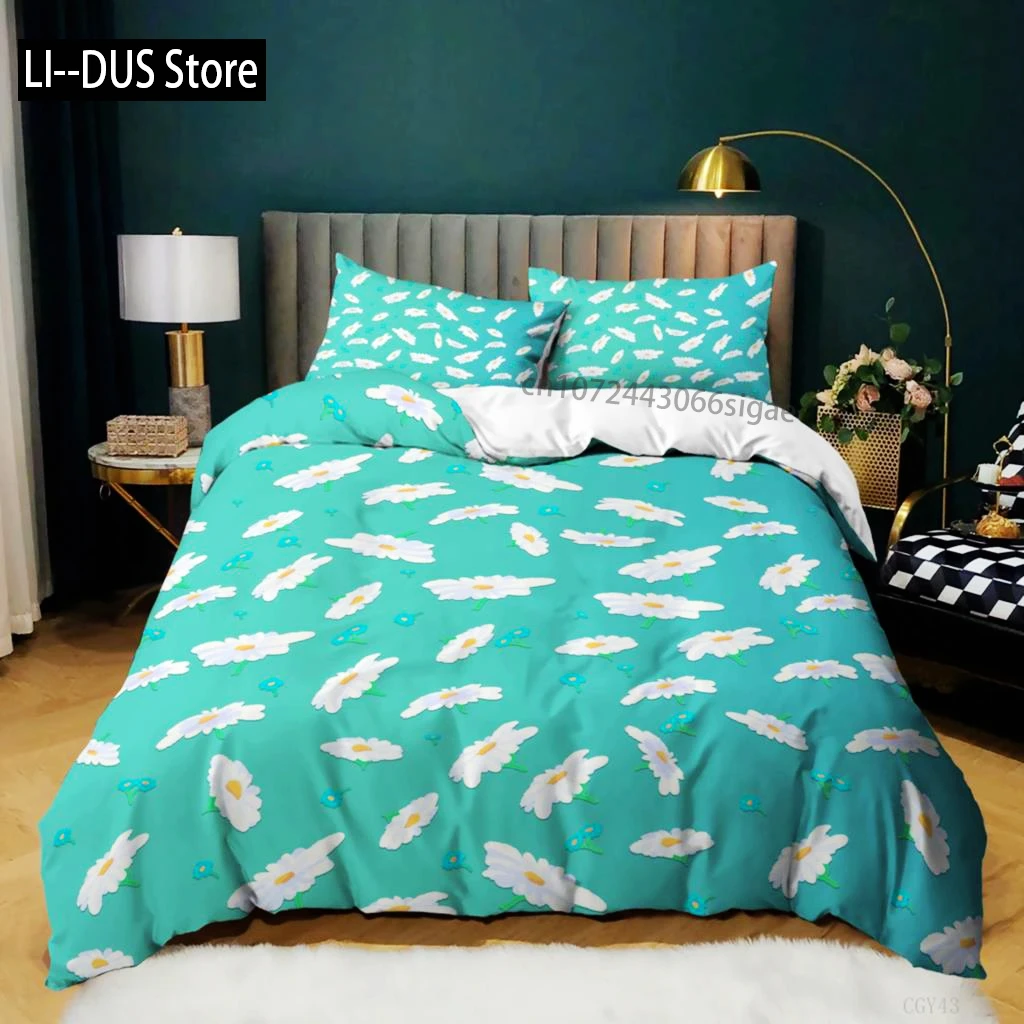 

Daisy Duvet Cover Set Natural Daisy Bedding Set Small Fresh Flower Theme Comforter Cover Microfiber Queen King Size Quilt Cover