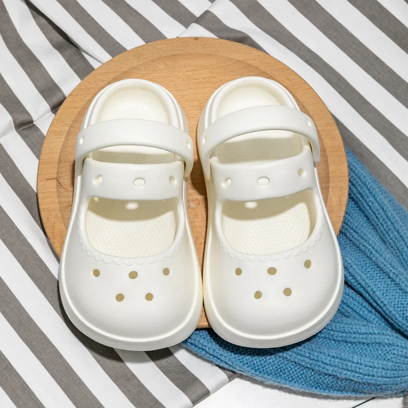 Summer Solid Girls Slippers EVA Soft Anti Slip Platform Kids Clogs Shoes Waterproof Hollow Out Garden Beach Children Slippers