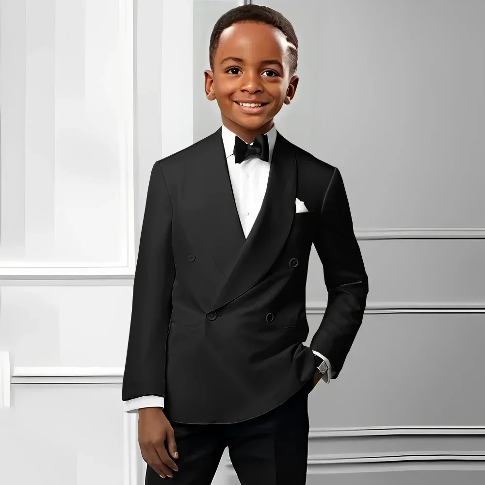 

Designer Boy Suits Wedding Kids Tuxedos 2 Pieces Formal Blazer Lapel Double Breasted Prom Suits (Jacket+Pants)