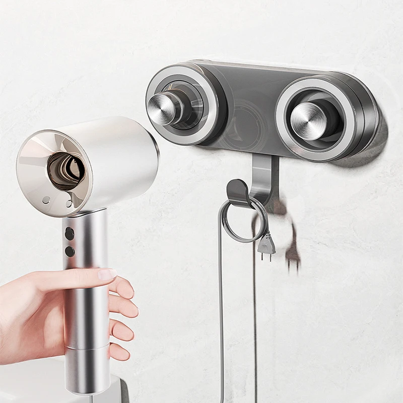 

Полый держатель для фена для высокоскоростного фена, магнитная подставка на присоске, водонепроницаемый настенный органайзер без дрели для ванной комнаты