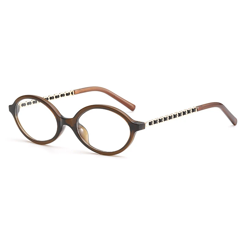 New Retro Fashion Women Oval Weave Chain Design Anti Blue Light Reading Glasses Female Computer Protective Gaming Spectacles